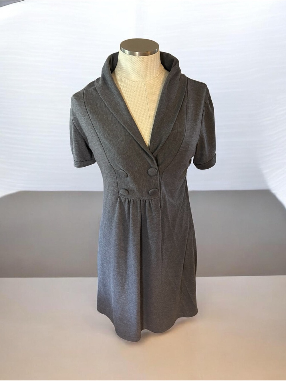 Delirious LA Gray Shawl Collar Dress XL Double Breasted Tuxedo Y2K Office Siren